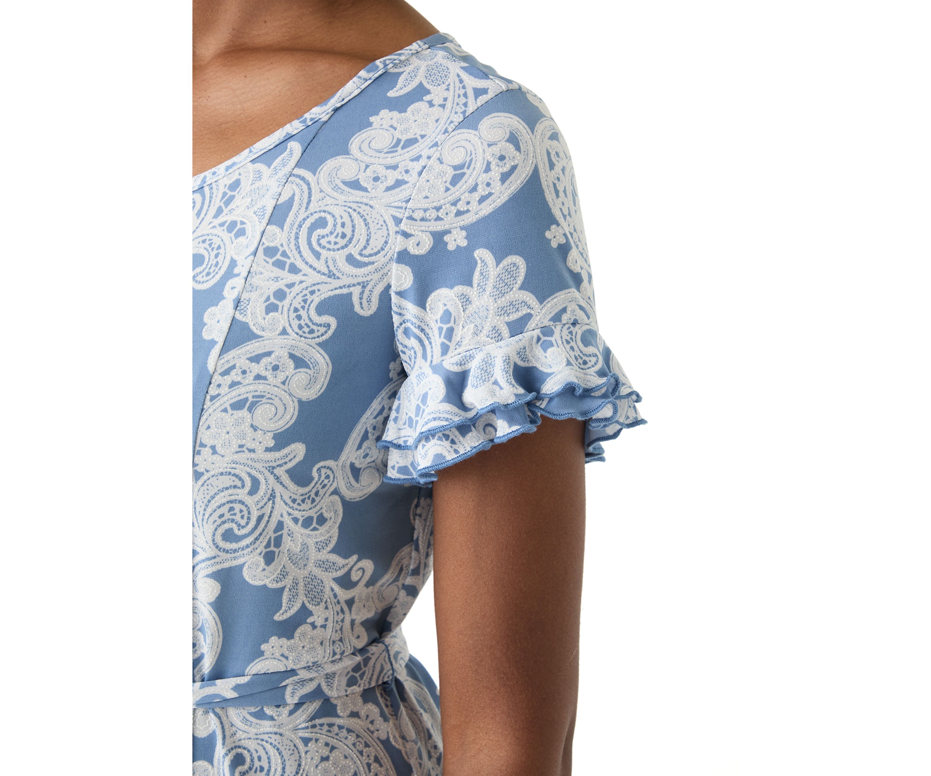 Womens Flutter Sleeve Floral Print Dress