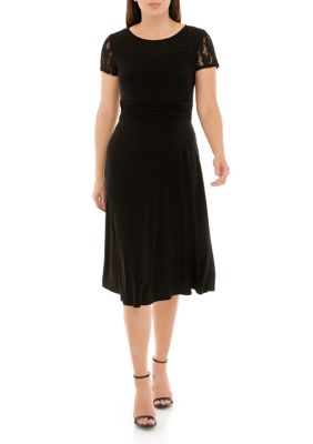 Perceptions Women's Short Lace Sleeve Solid Shift Dress | belk