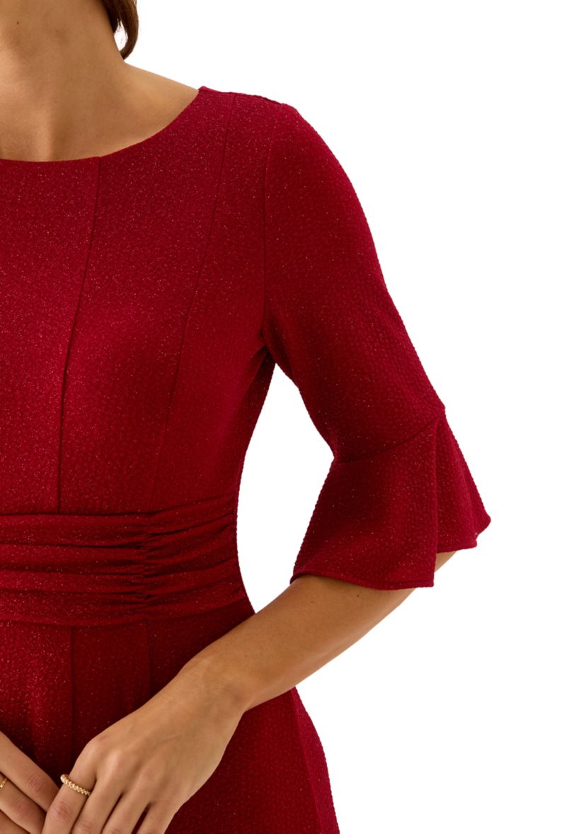 Womens Round Neck Solid Glitter Dress