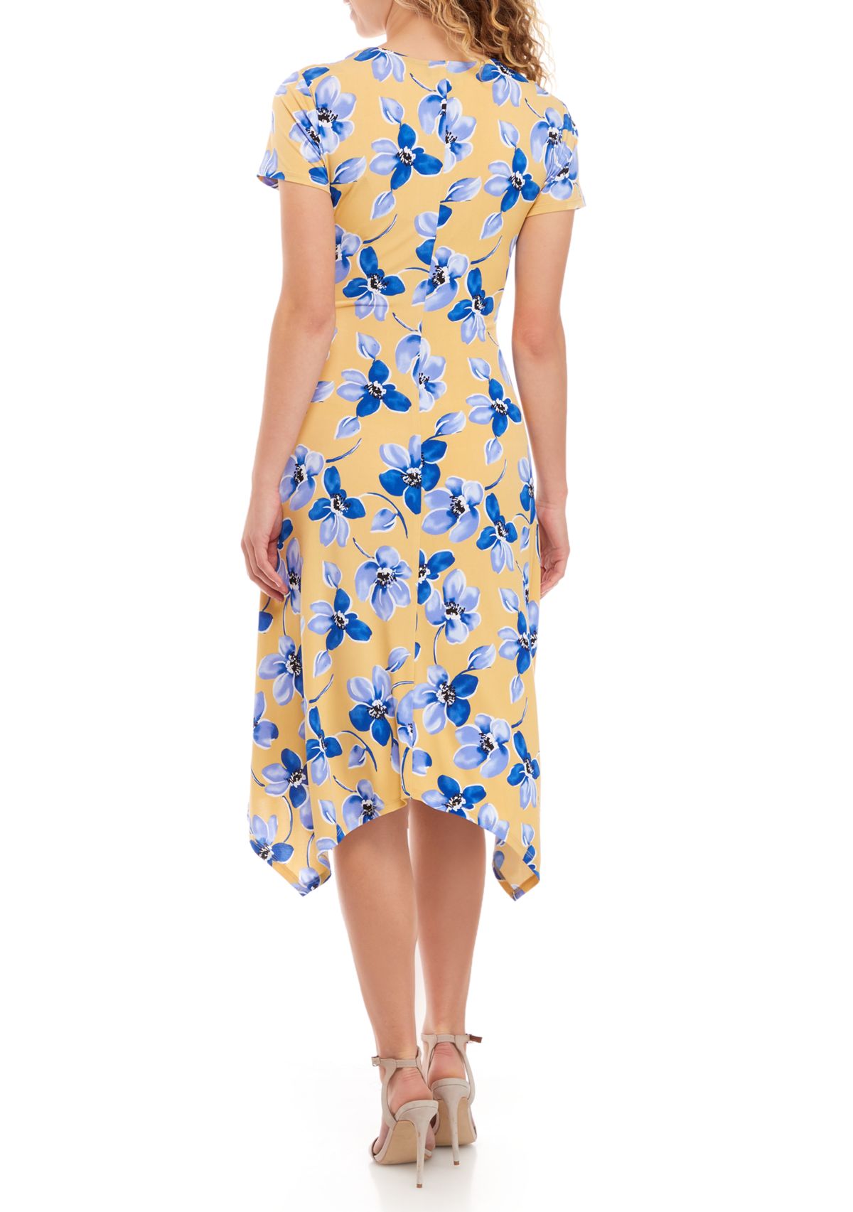 Womens Faux Wrap Floral Dress
