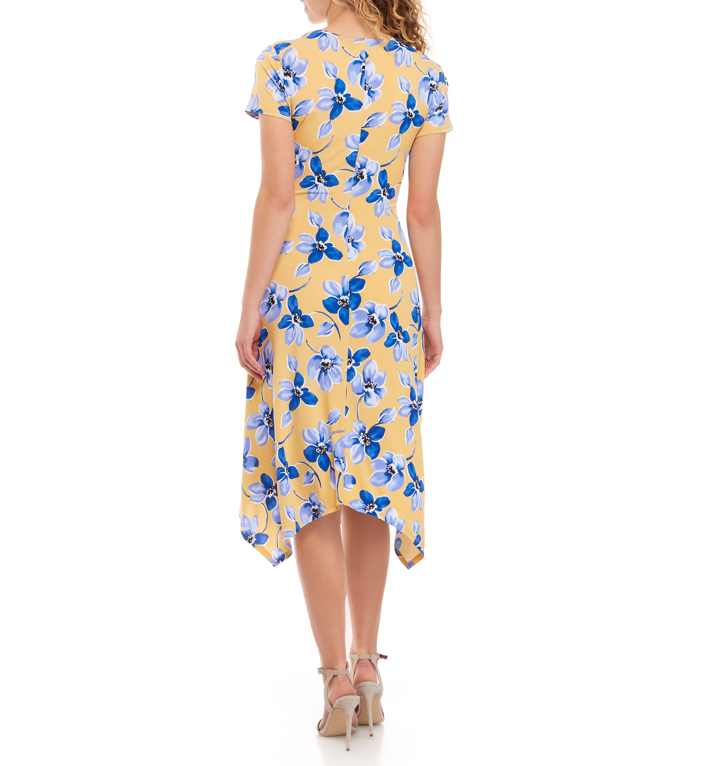 Womens Faux Wrap Floral Dress