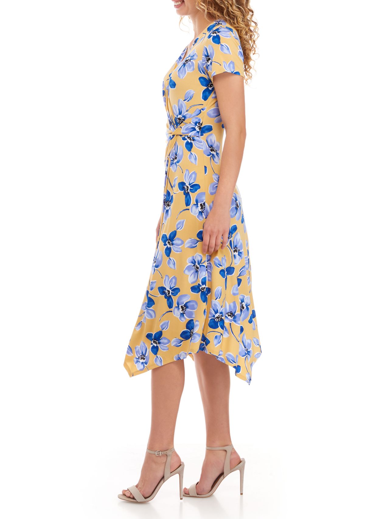 Womens Faux Wrap Floral Dress