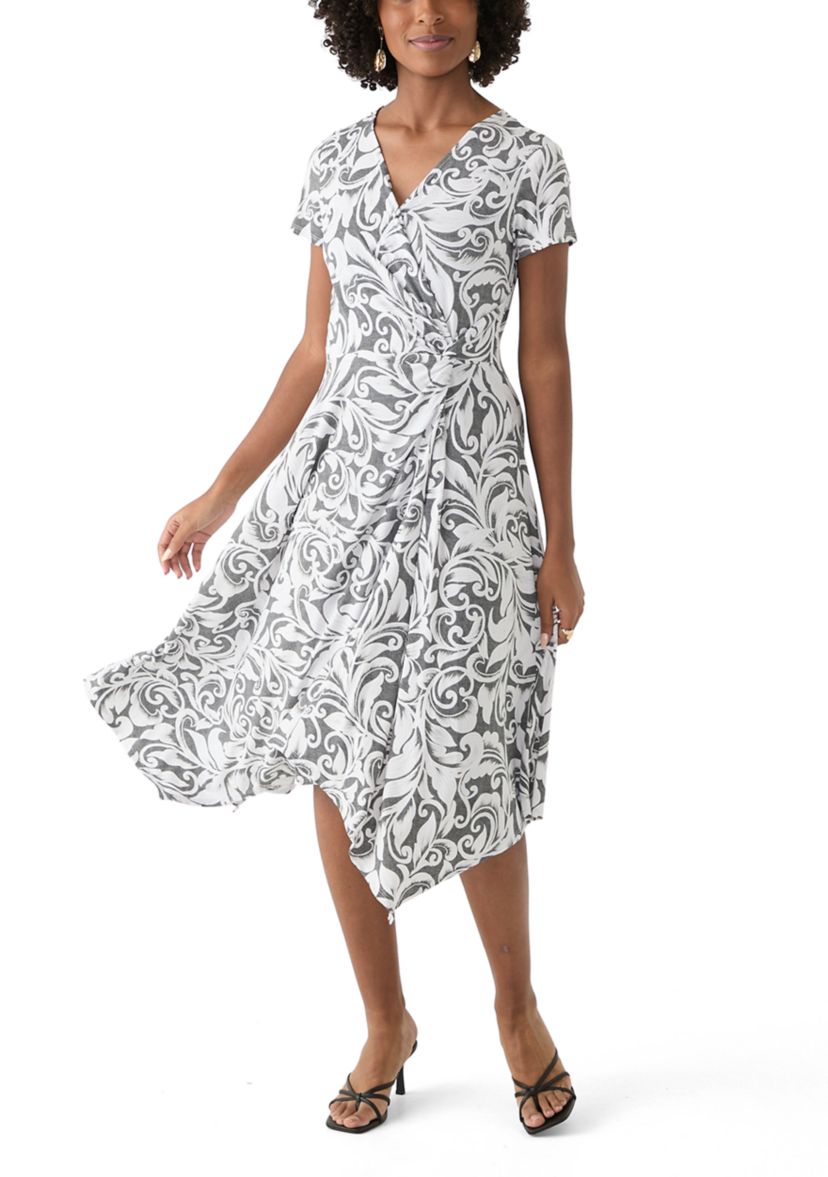 Perceptions Women's Short Sleeve Paisley Print Wrap Dress | Belk