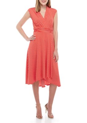 Perceptions Ruched Waist Dot Dress | belk