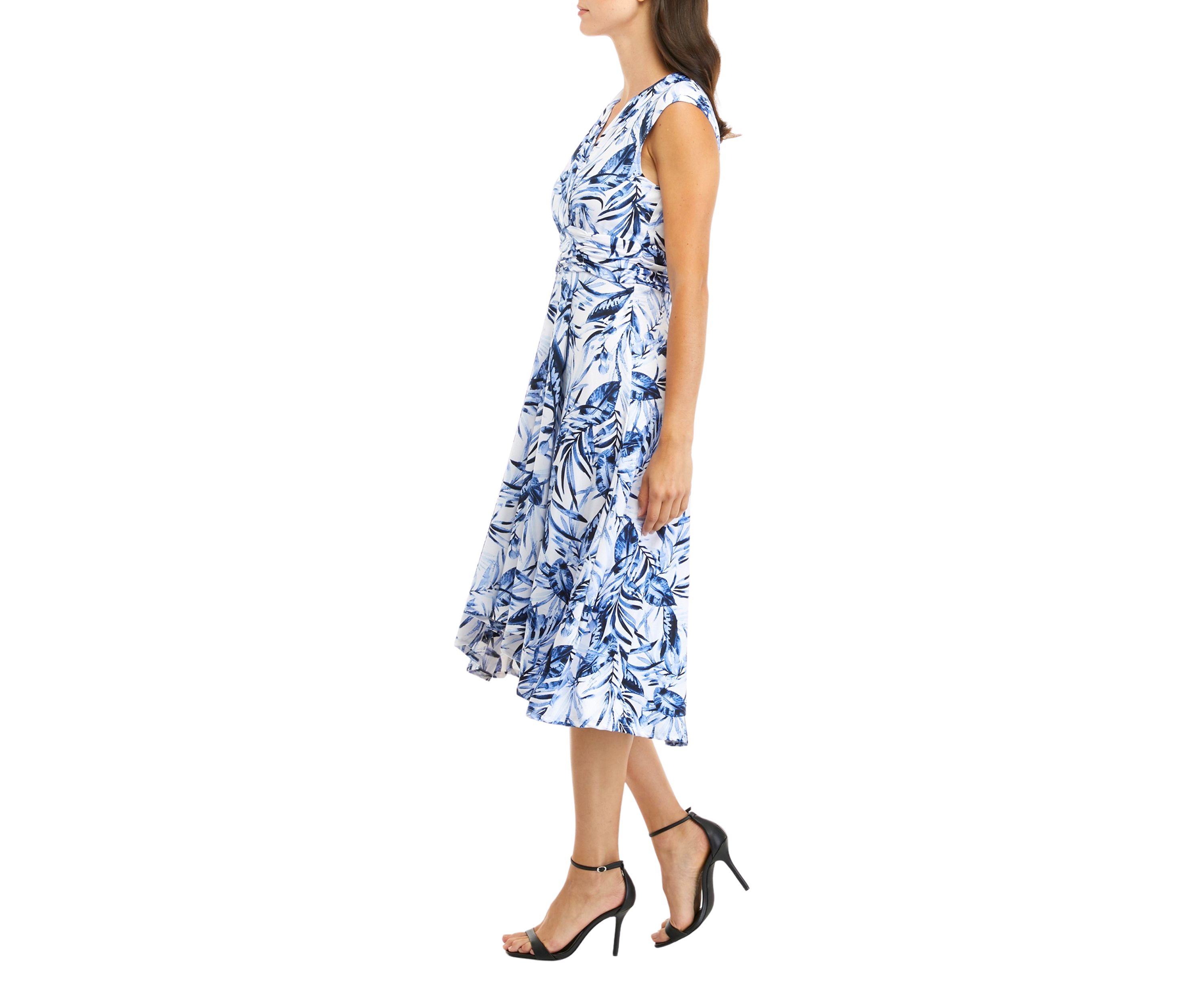 Womens Sleeveless V-Neck Dress with Gathered Waist