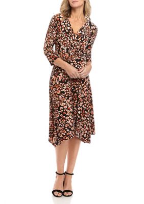 Download Perceptions Short Sleeve Side Twist Animal Print Midi Dress Belk