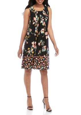 Perceptions Sleeveless Pleated Front Floral Dress | belk