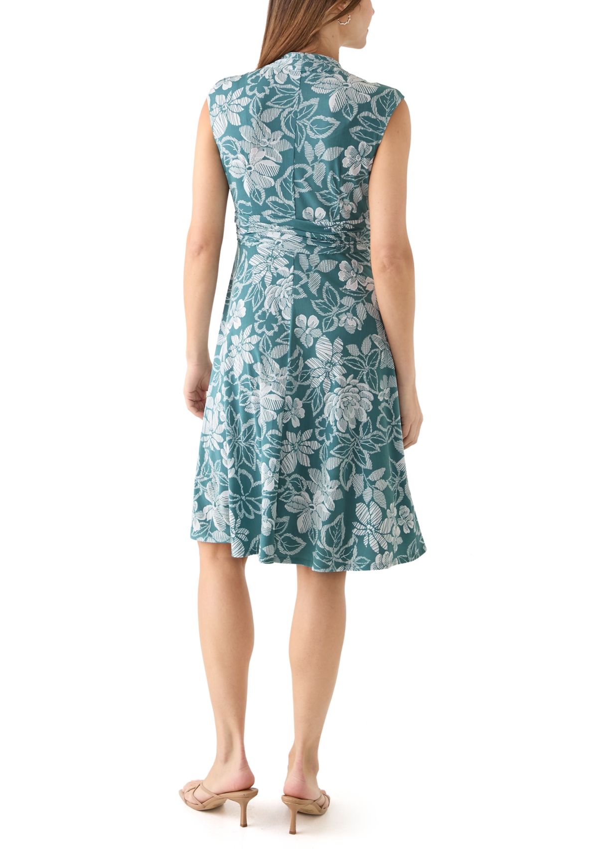 Womens Sleeveless V-Neck Floral Print Dress