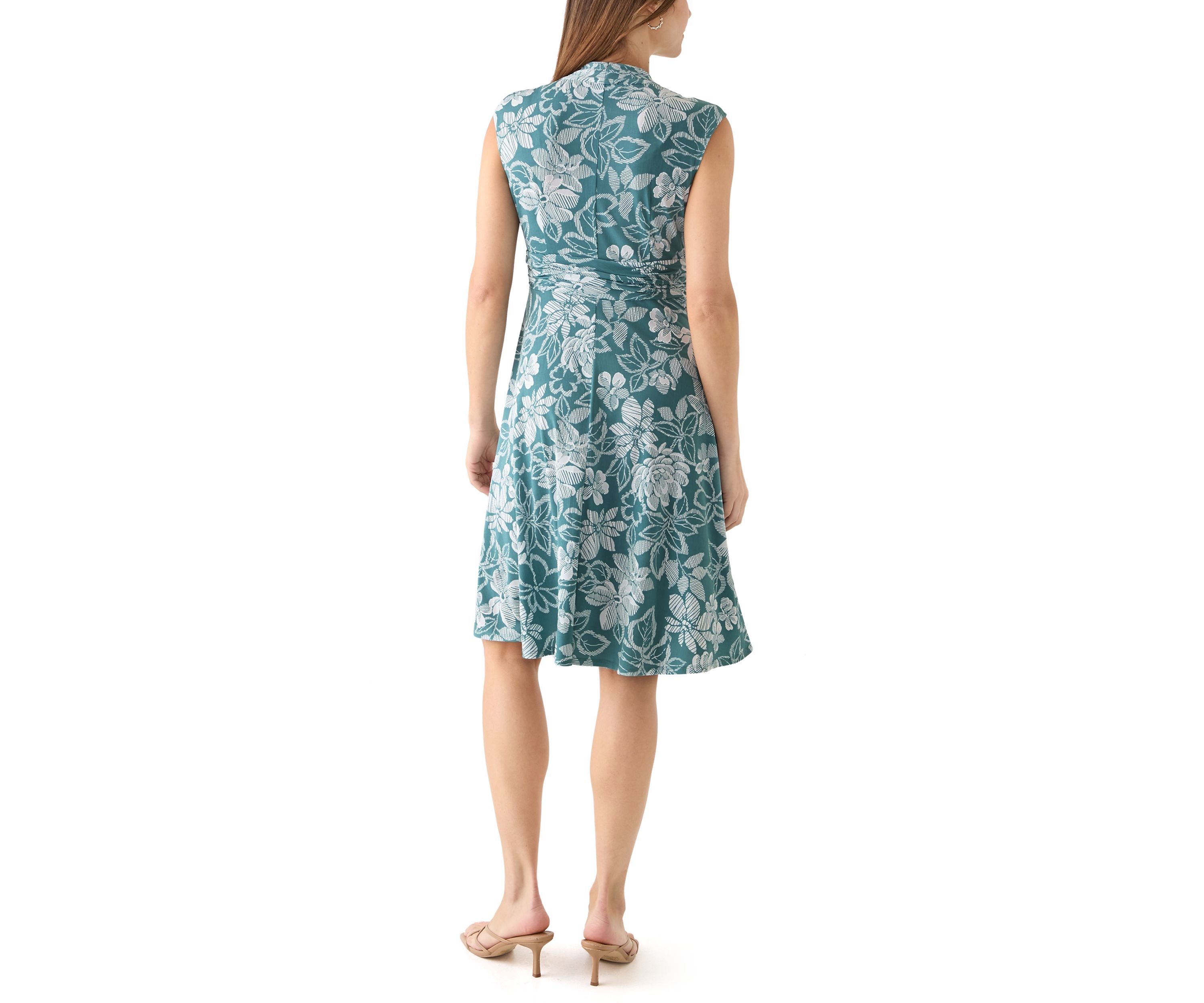 Womens Sleeveless V-Neck Floral Print Dress