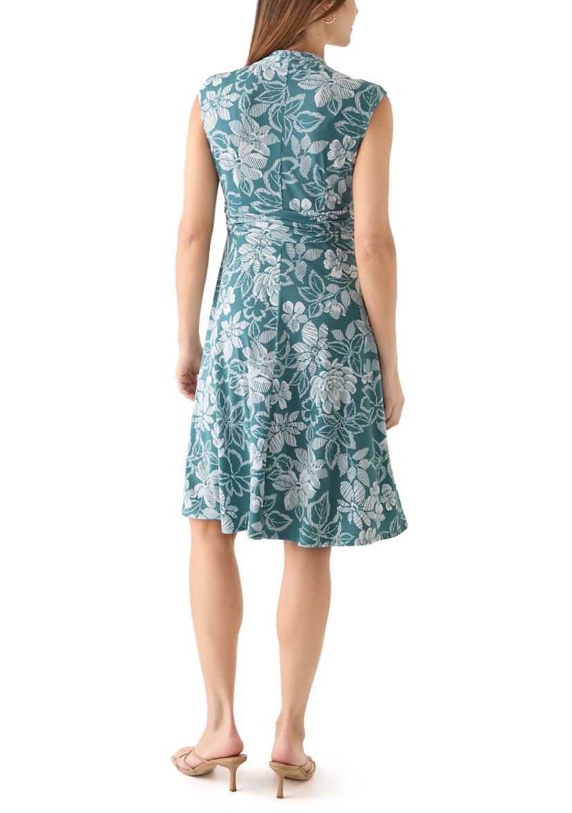 Womens Sleeveless V-Neck Floral Print Dress