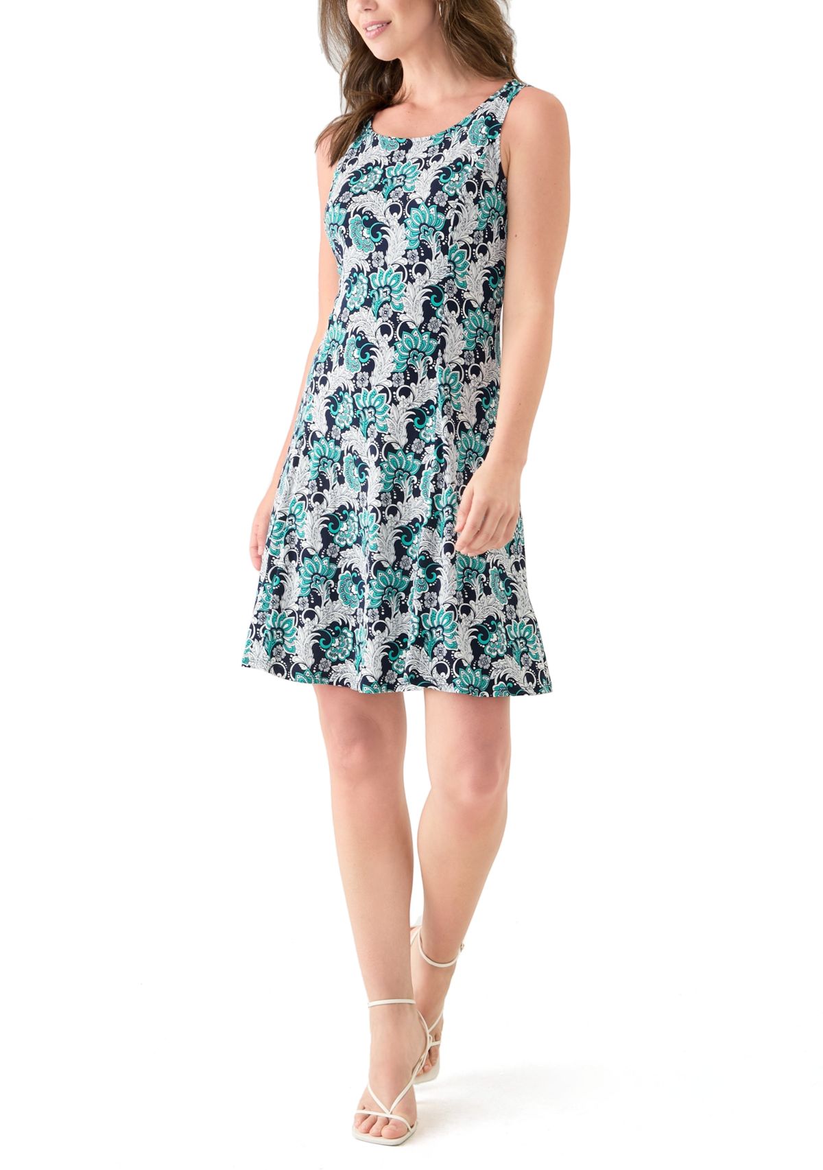 Womens Short Sleeve Crew Neck Abstract Print Jacket Dress