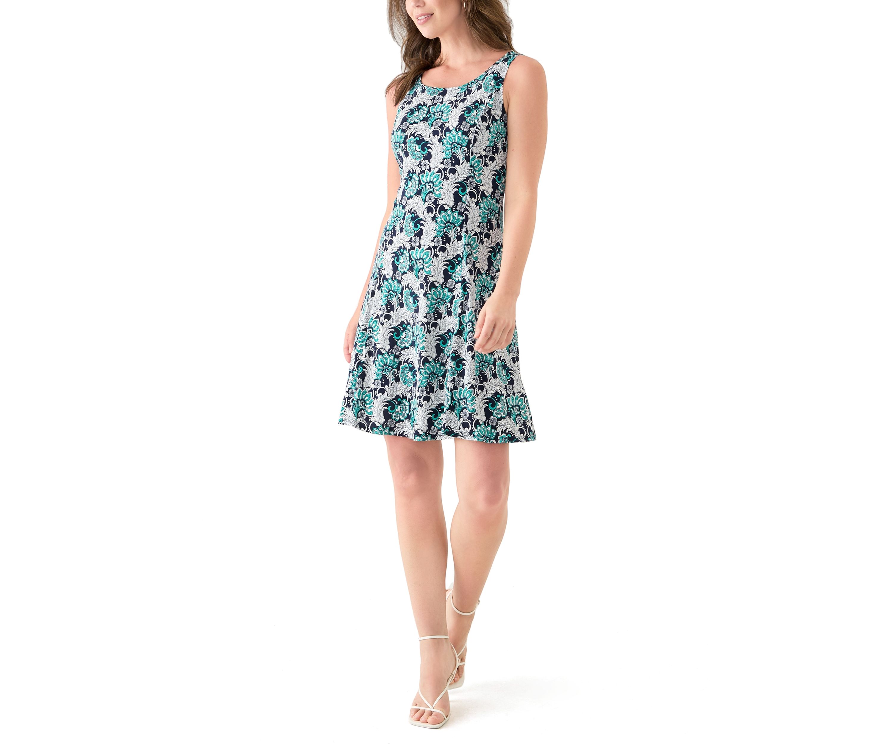 Womens Short Sleeve Crew Neck Abstract Print Jacket Dress