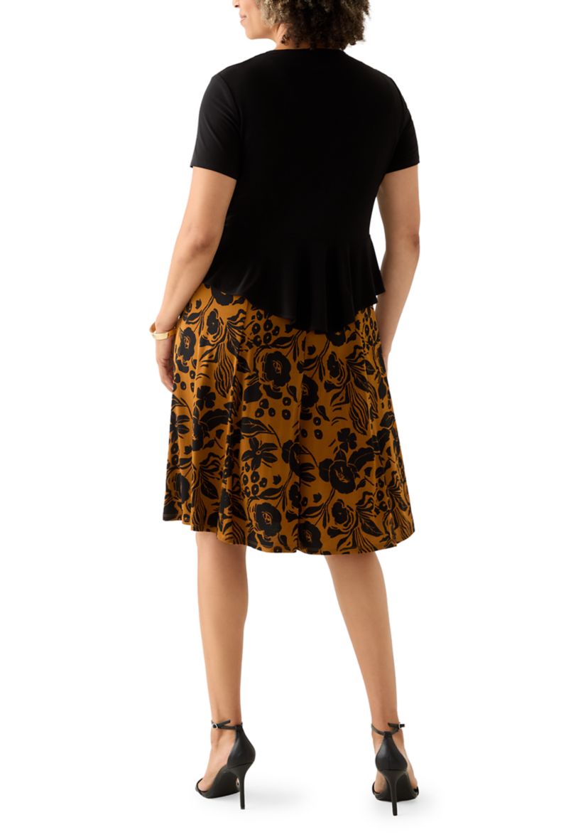 Womens Short Sleeve Crew Neck Floral Print Jacket Dress