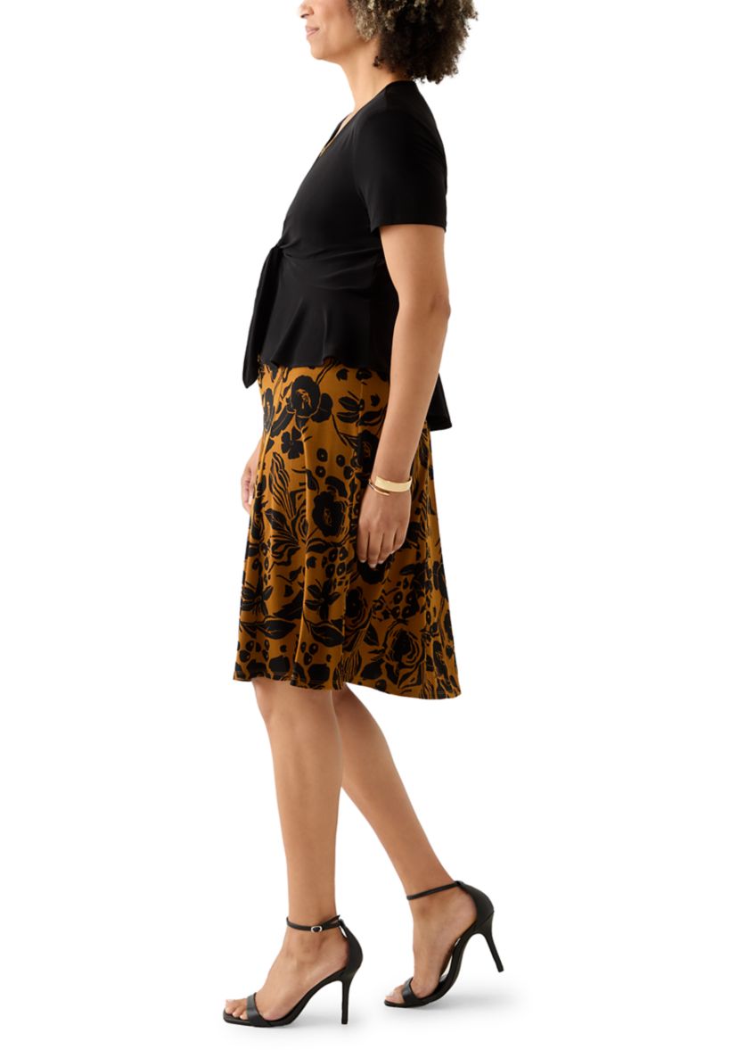 Womens Short Sleeve Crew Neck Floral Print Jacket Dress