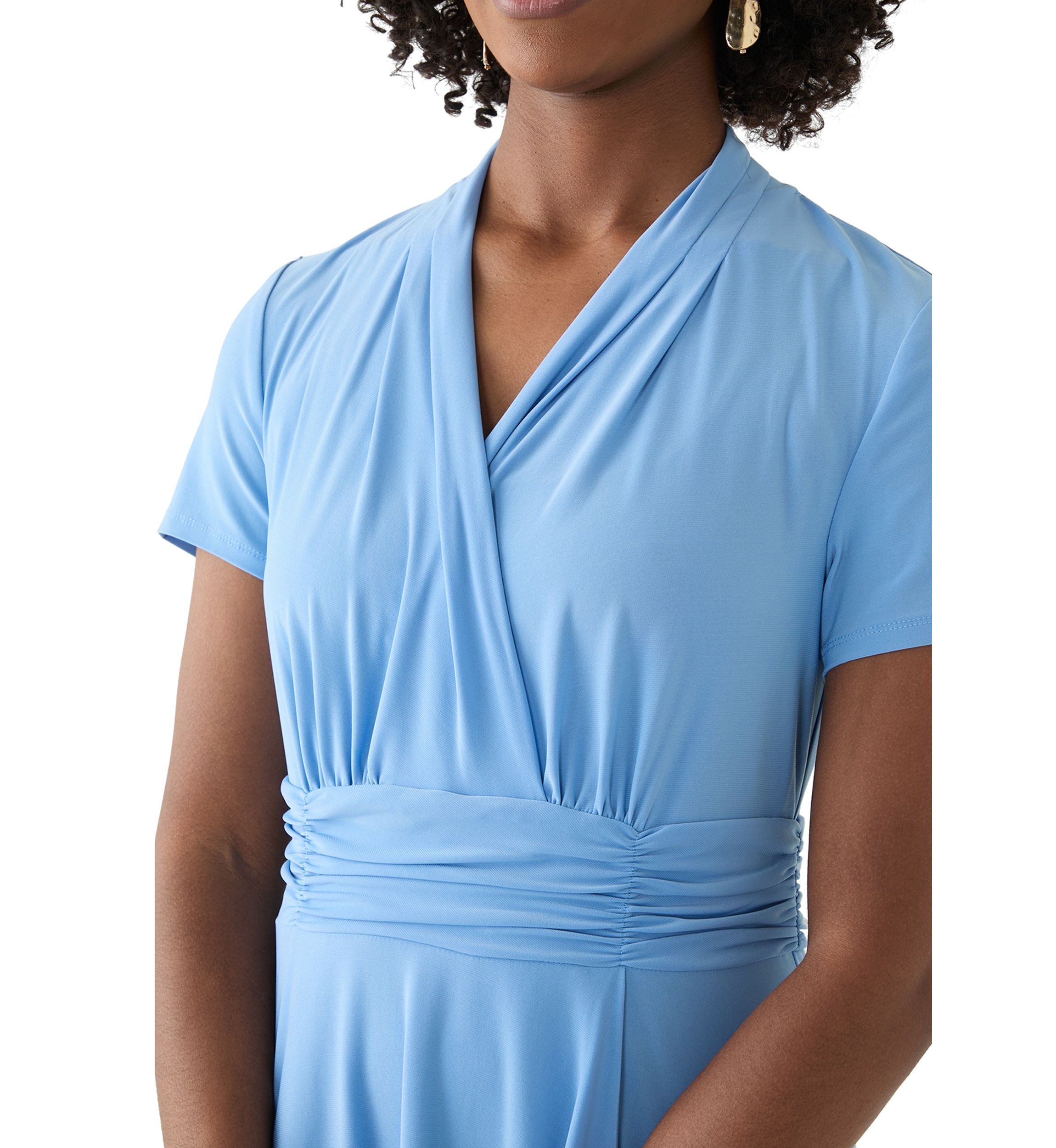 Womens Short Sleeve Solid A-Line Dress