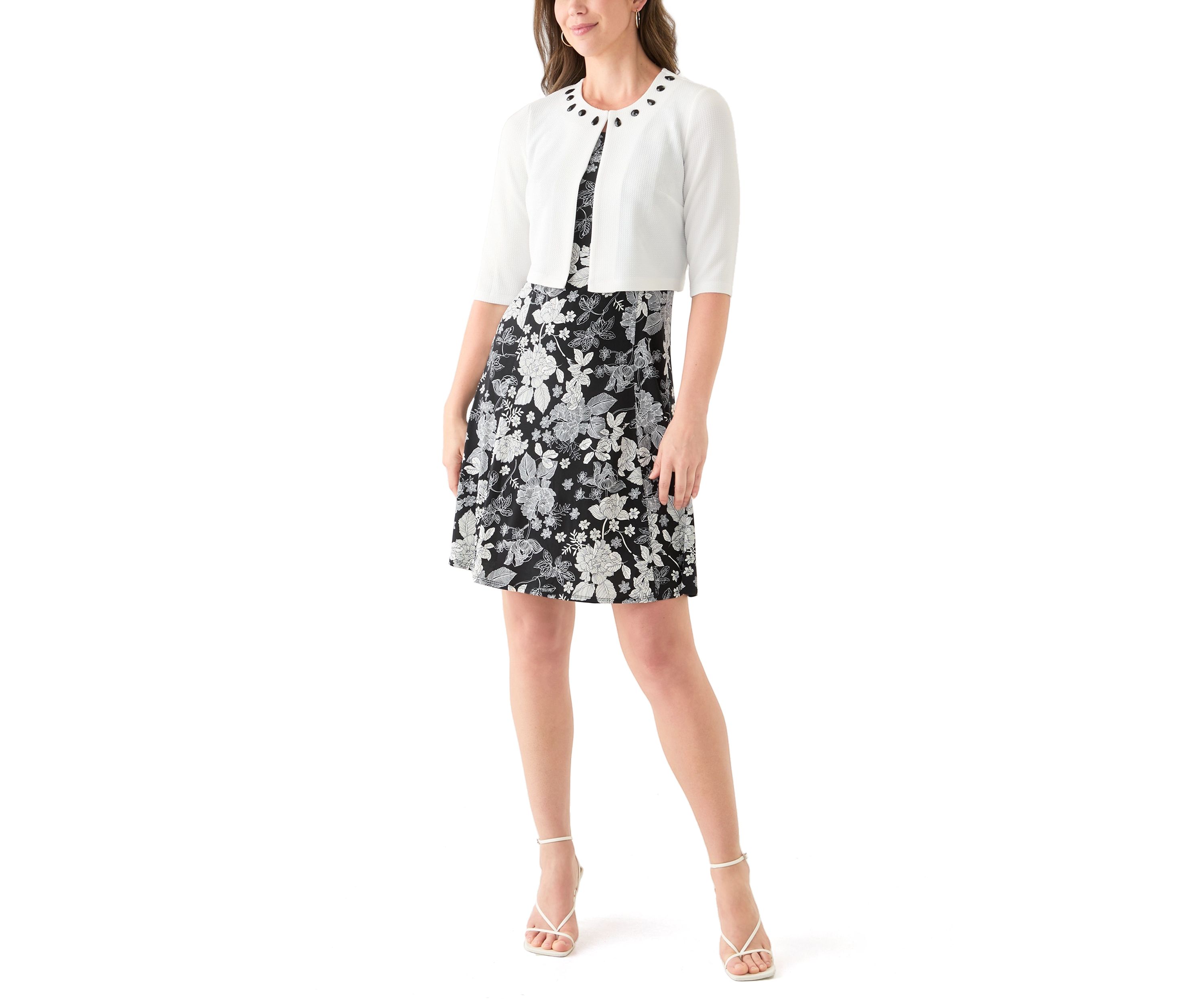 Womens Printed Dress and Jacket Set 