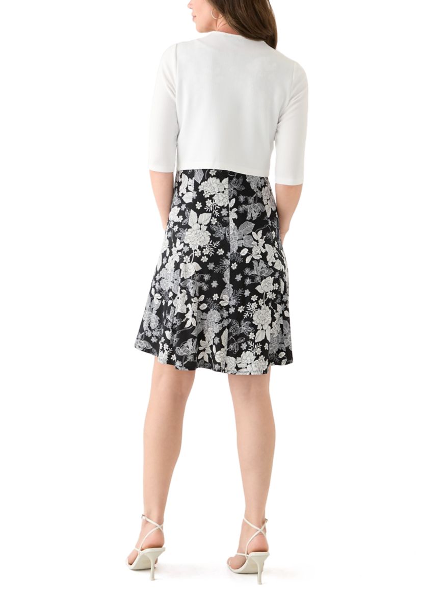Womens Printed Dress and Jacket Set 