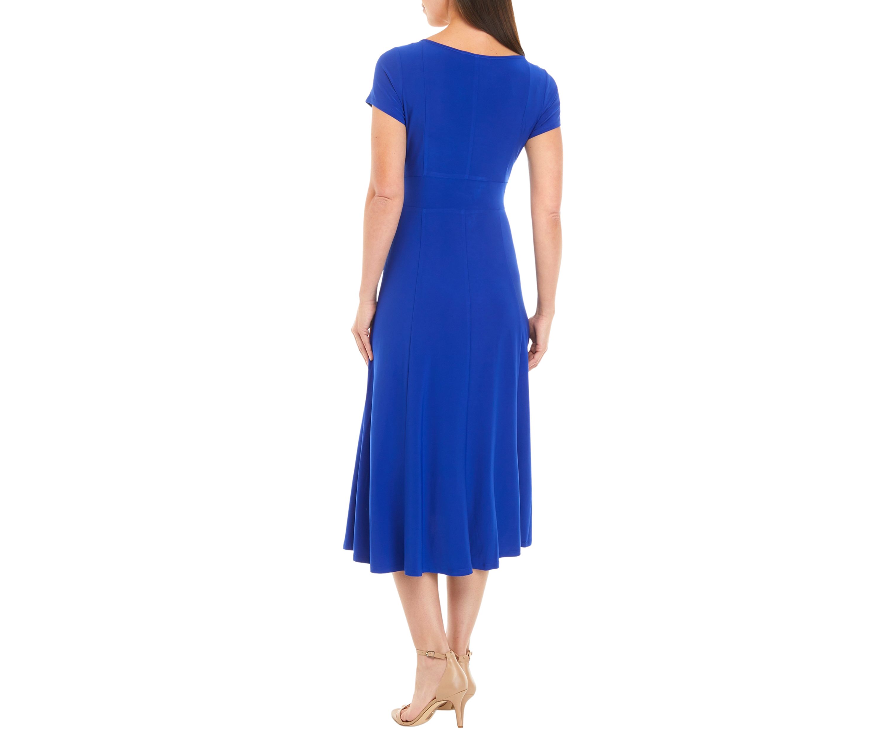 Womens Short Sleeve Belted Dress 