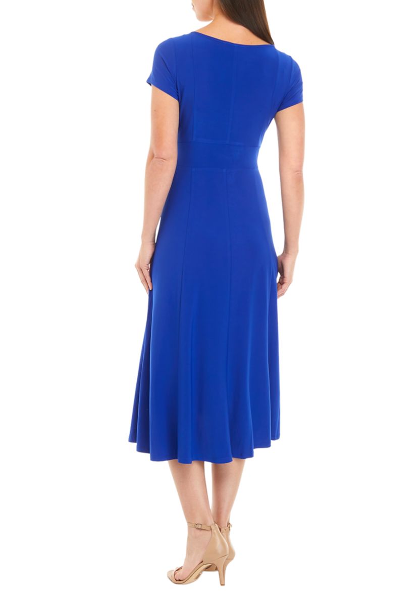 Womens Short Sleeve Belted Dress 