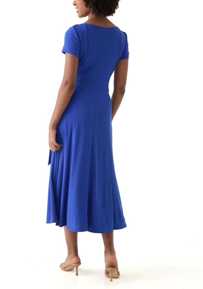 Womens Short Sleeve Solid A-Line Dress
