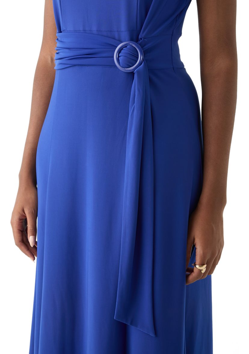 Womens Short Sleeve Solid A-Line Dress