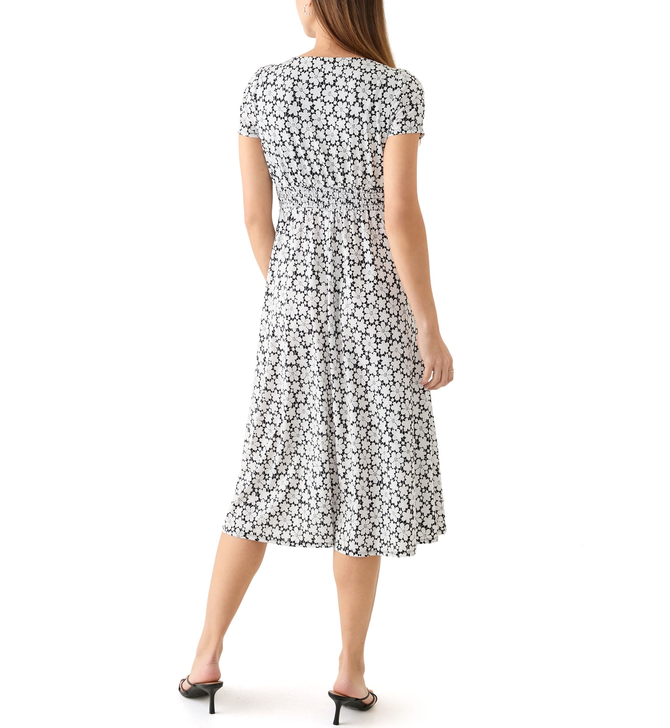 fitted lace wedding dress Blue Floral Short Sleeve Midi Dress - Casual Dresses