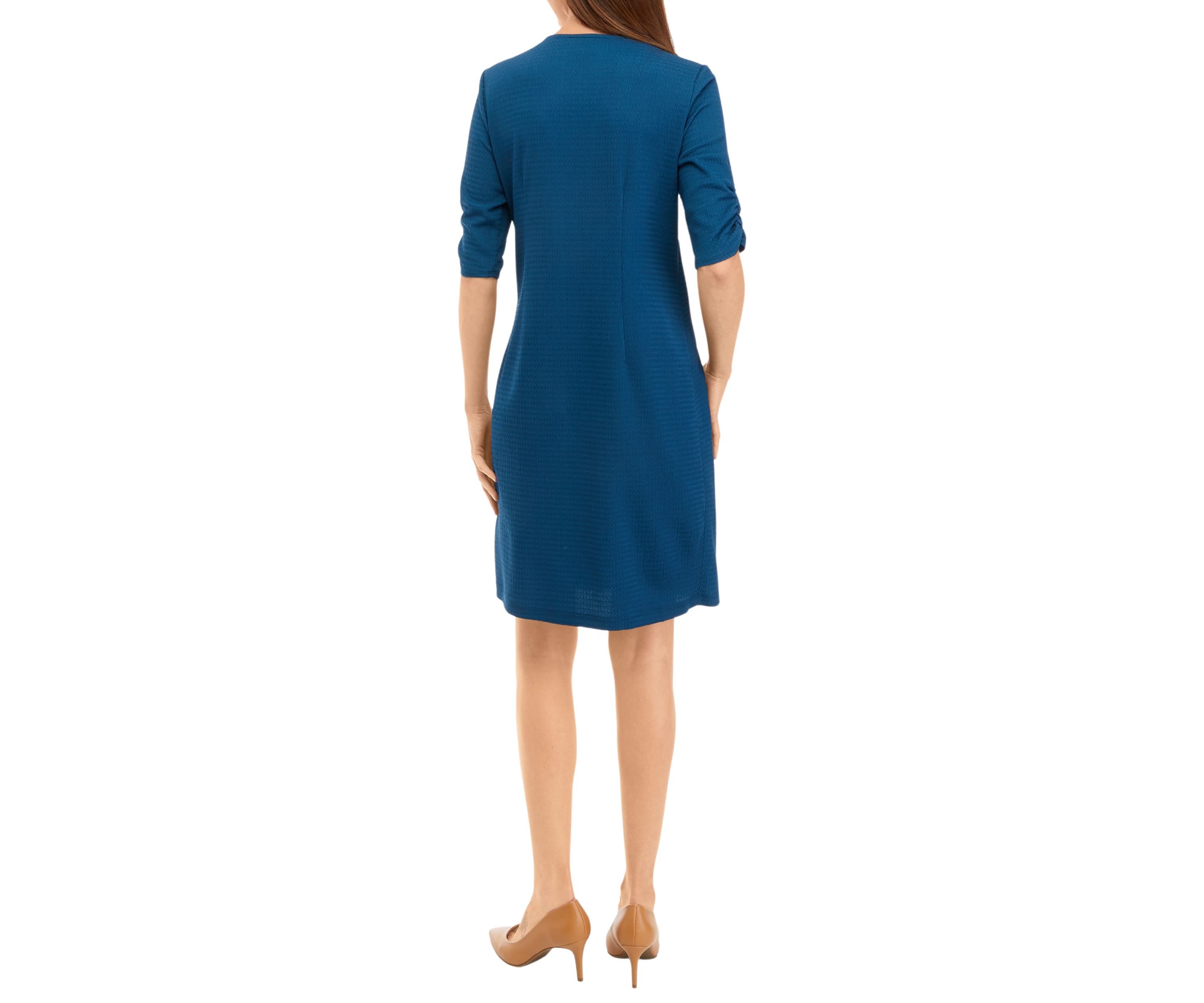 Womens Elbow Sleeve Plaid Jacket Dress