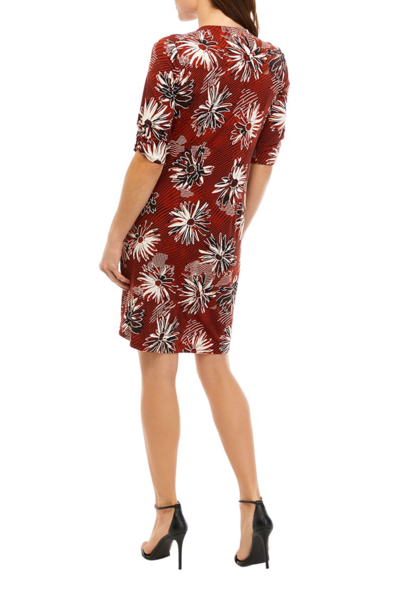 Womens Solid Dress with Floral Jacket