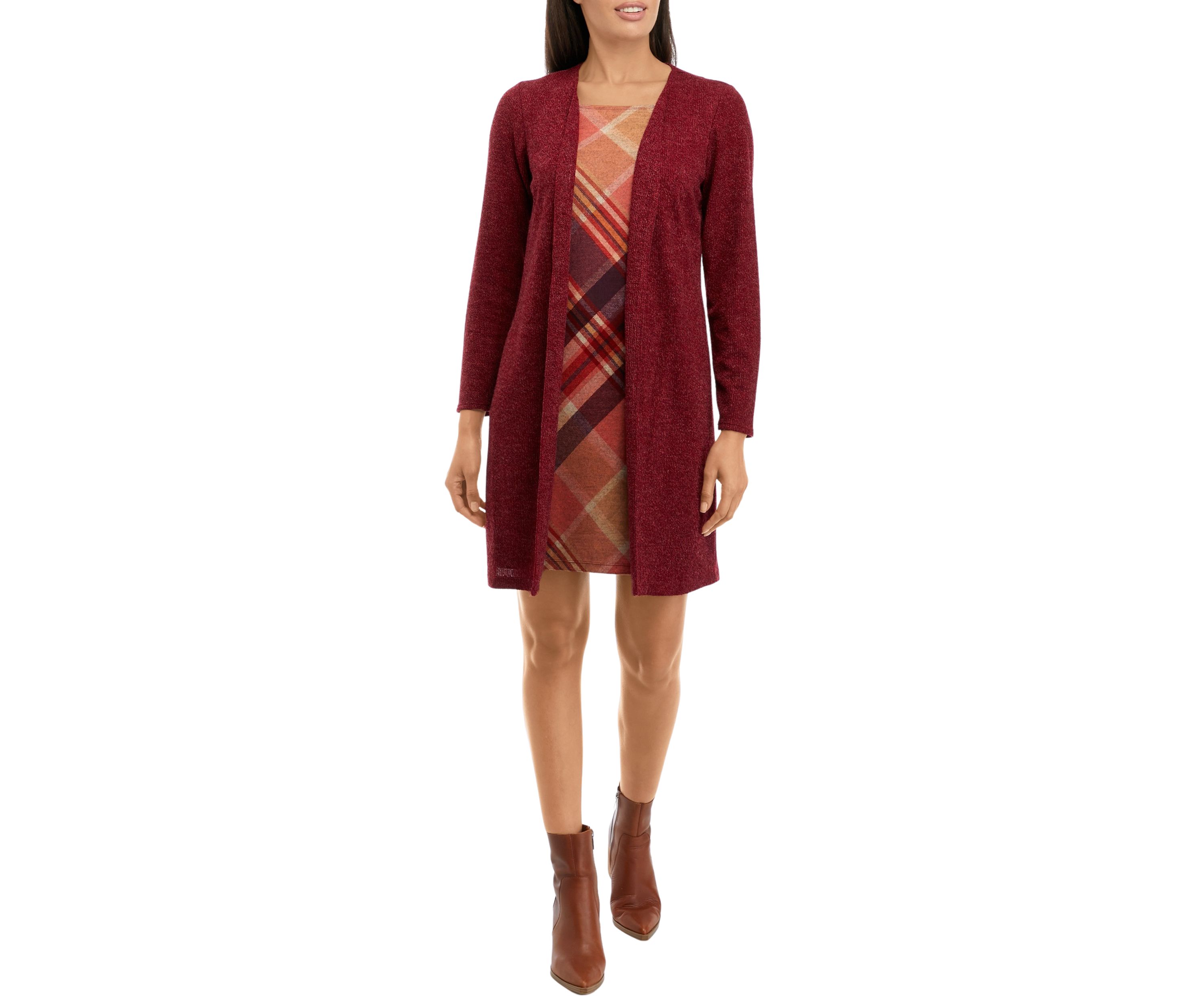 Womens Plaid A-Line Jacket Dress