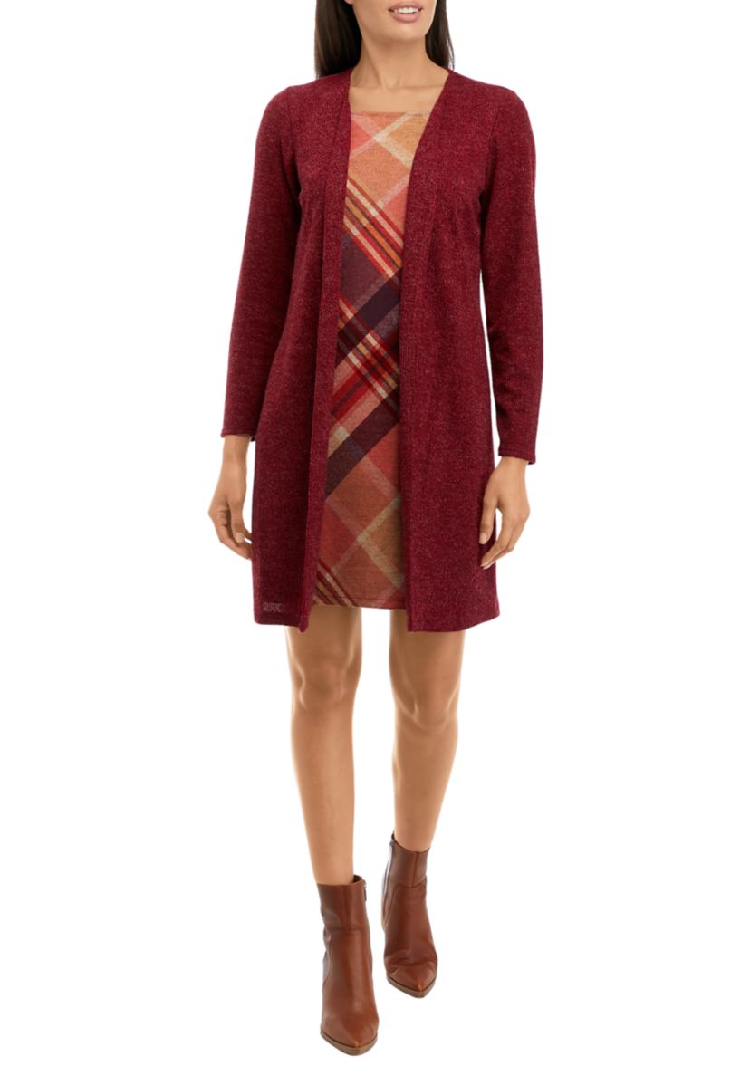 Womens Plaid A-Line Jacket Dress