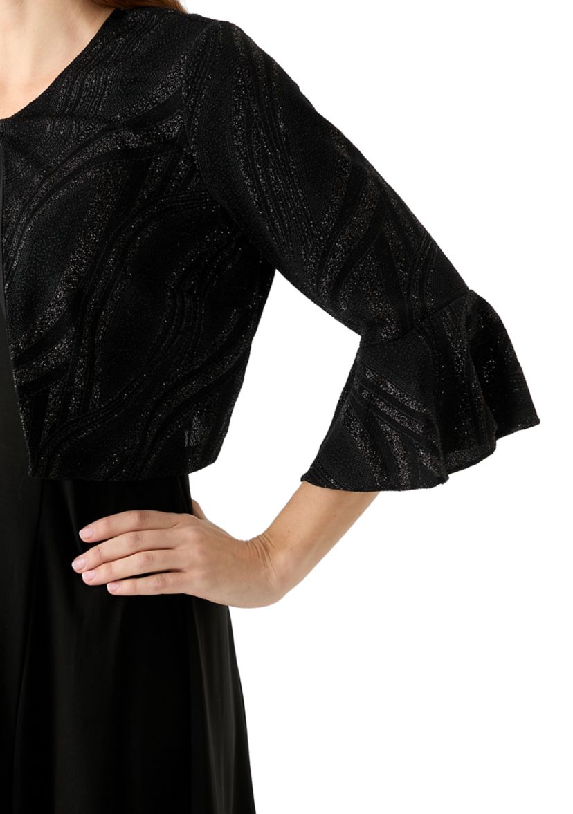 Womens 3/4 Bell Sleeve Swirl Knit Jacket Dress