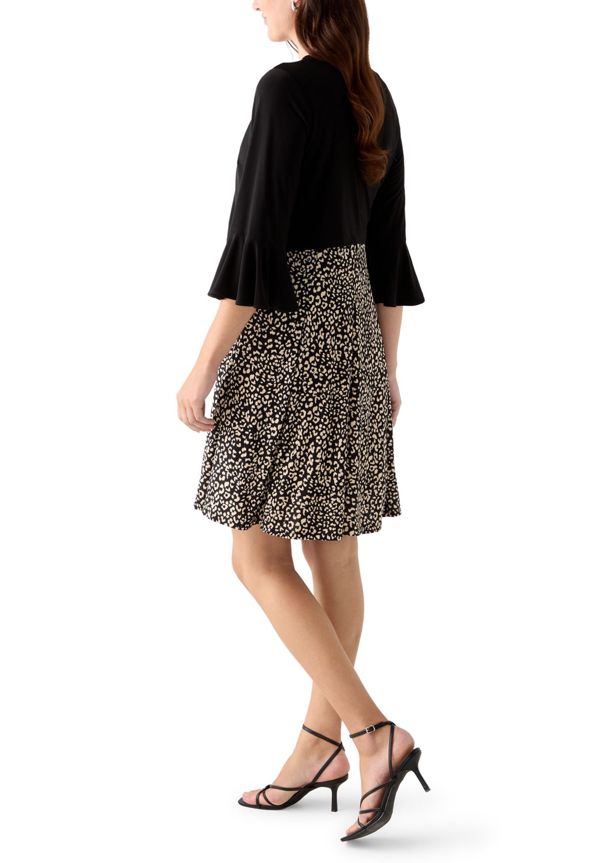  Womens 3/4 Bell Sleeve Crepe Jacket and Dress Set 