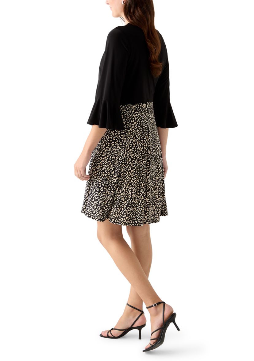  Womens 3/4 Bell Sleeve Crepe Jacket and Dress Set 