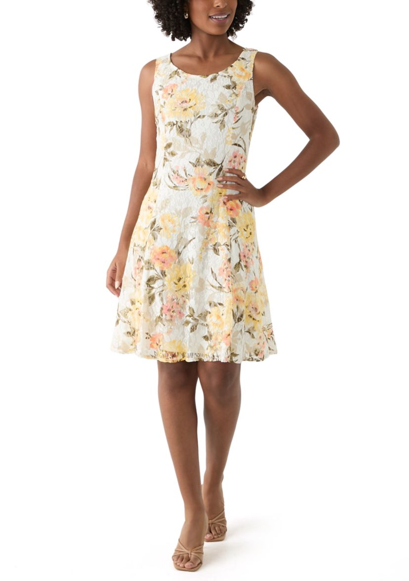   Womens Floral Dress and Solid Bell Sleeve Jacket 