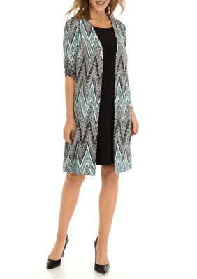 Perceptions Women's Chevron Long Jacket Shift Dress | belk