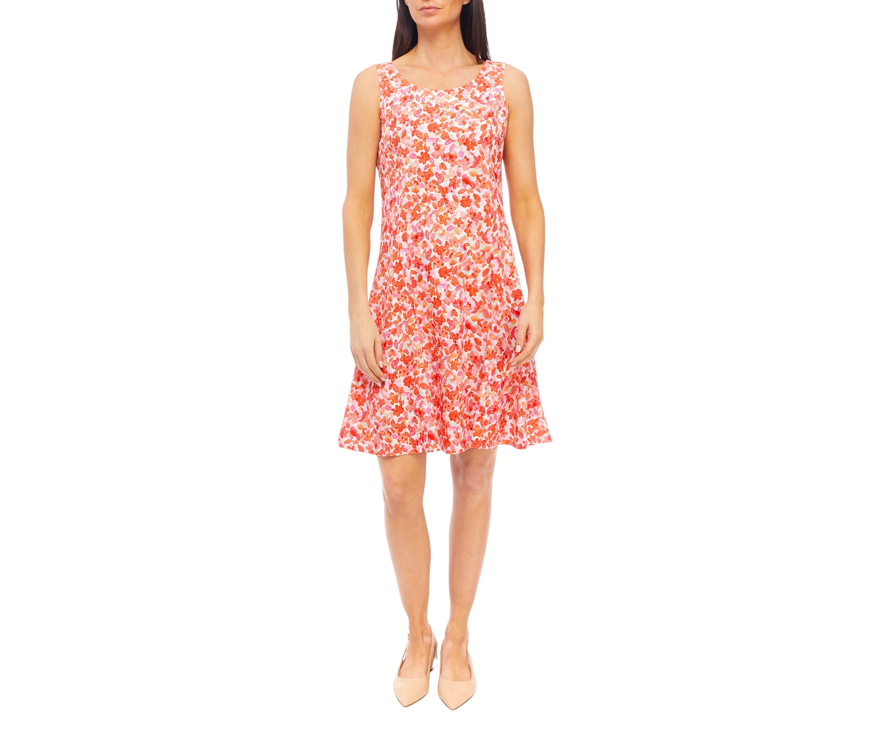 Womens Short Sleeve Crew Neck Floral Print A-Line Jacket Dress
