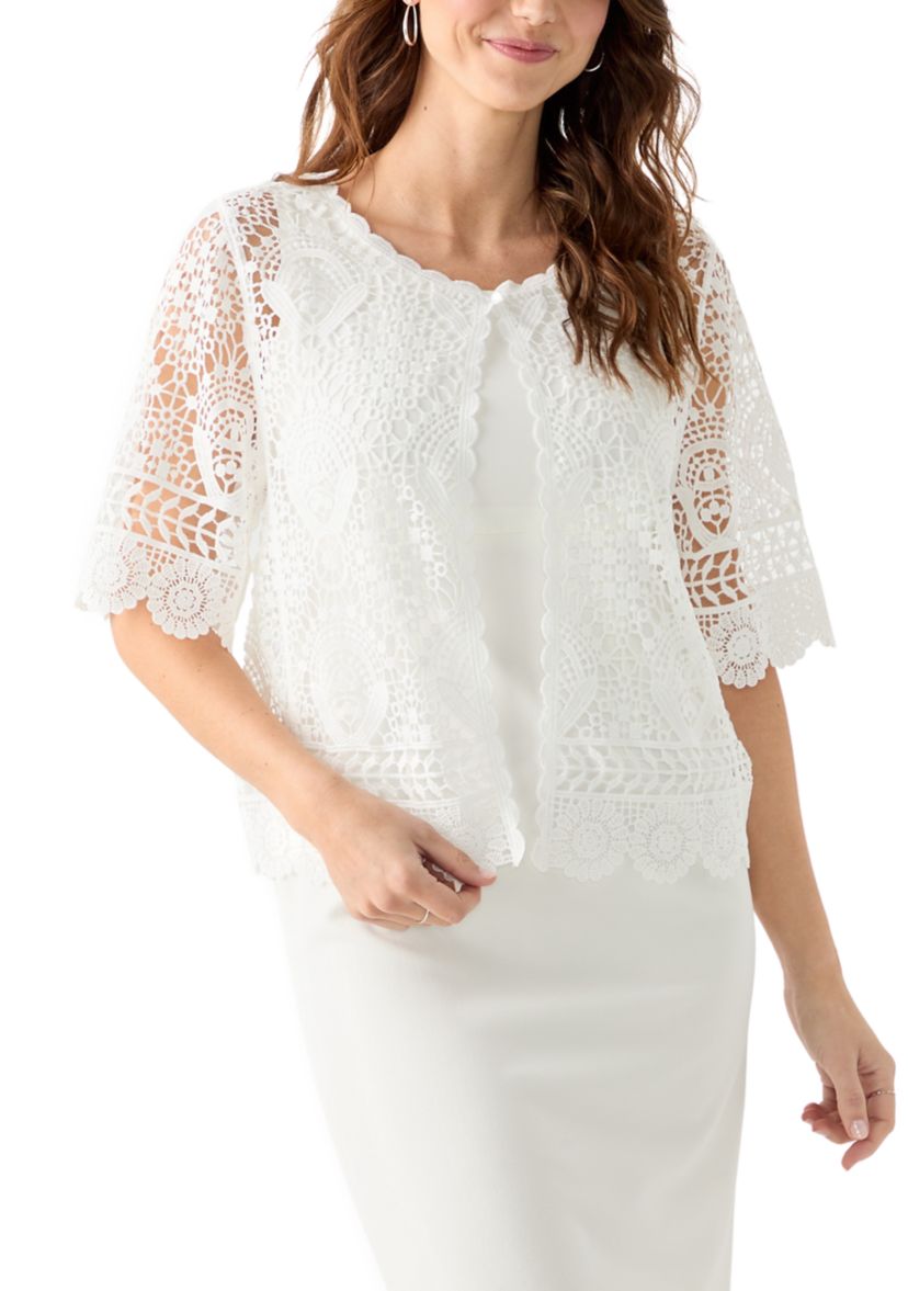Womens Short Sleeve Lace Shrug