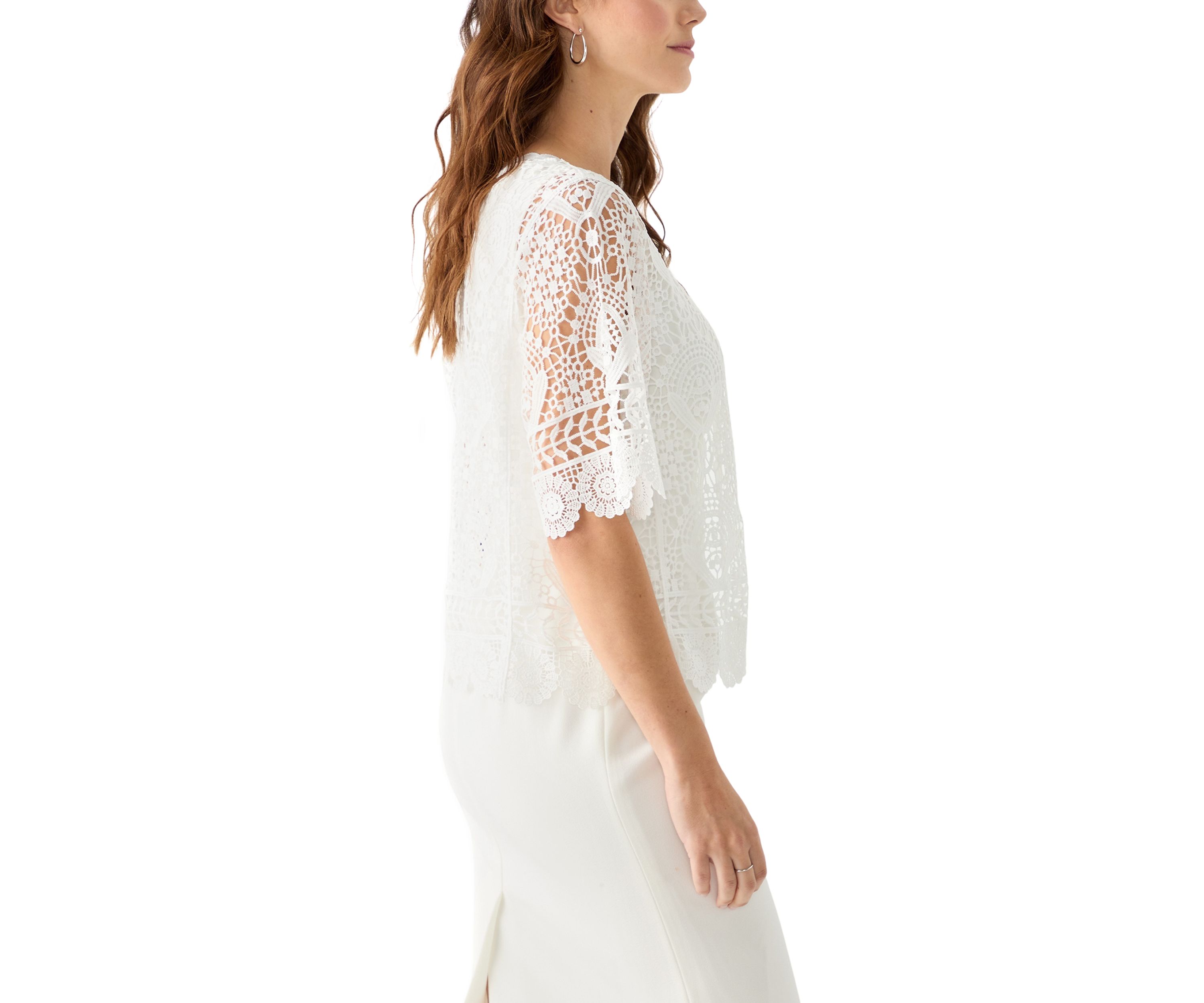Womens Short Sleeve Lace Shrug