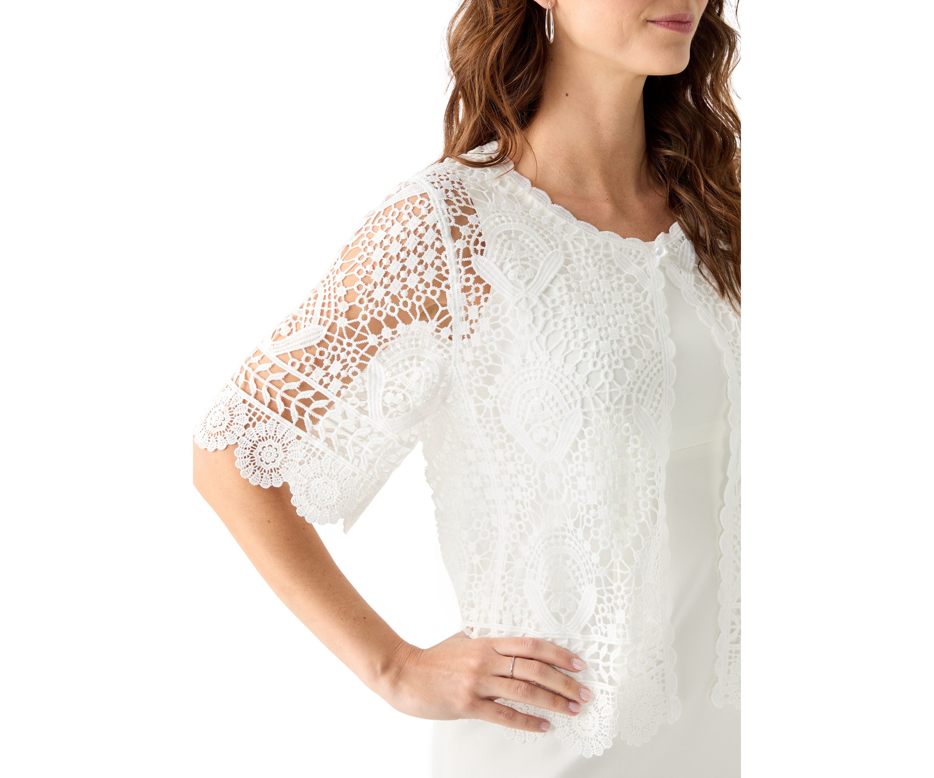 Womens Short Sleeve Lace Shrug
