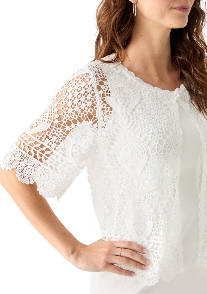 Womens Short Sleeve Lace Shrug