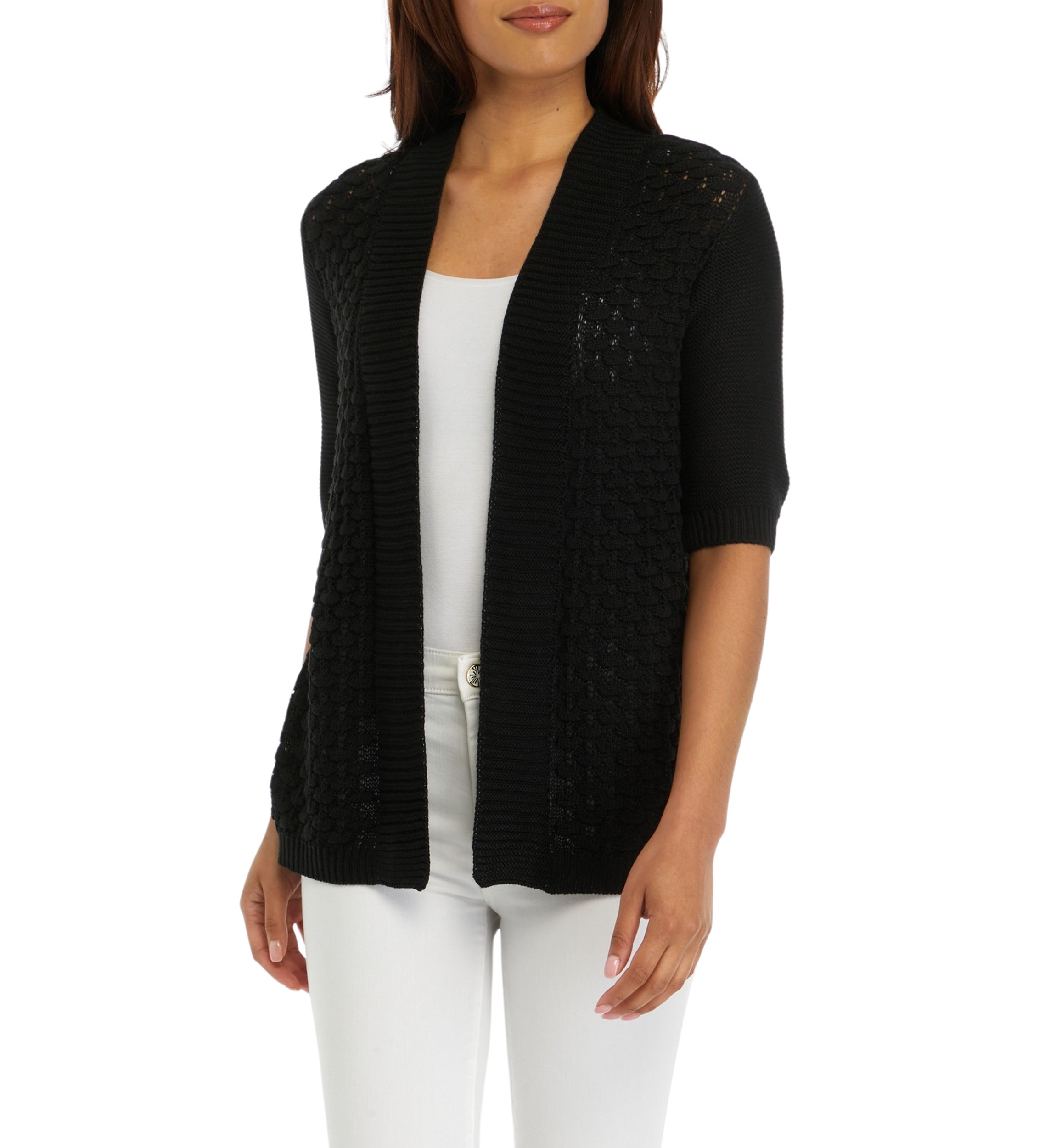 Womens Crochet Solid Shrug