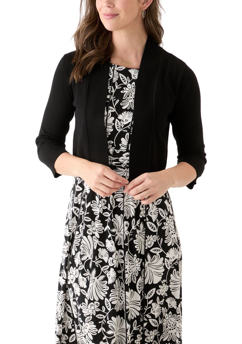 Womens 3/4 Sleeve Solid Shrug