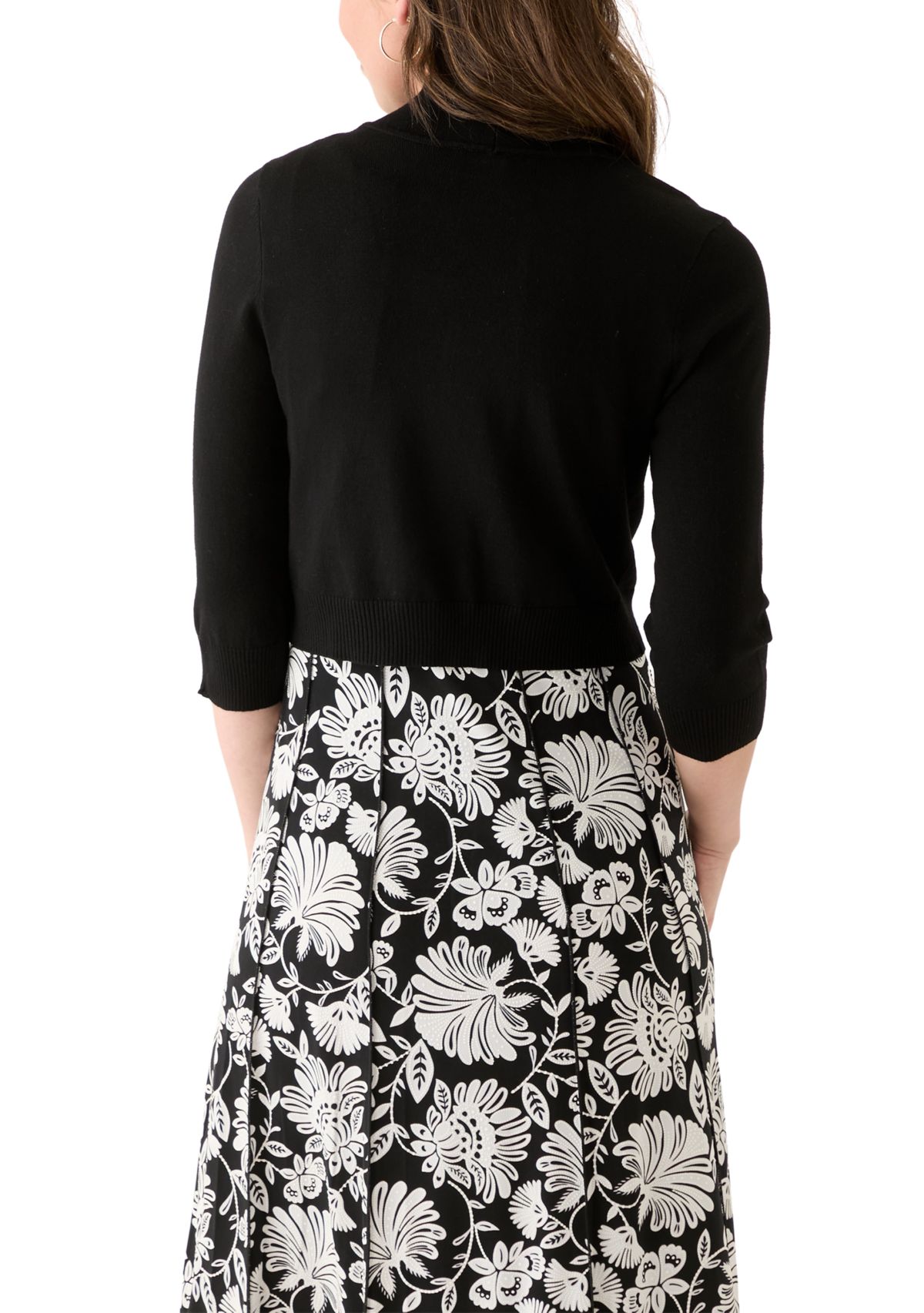 Womens 3/4 Sleeve Solid Shrug