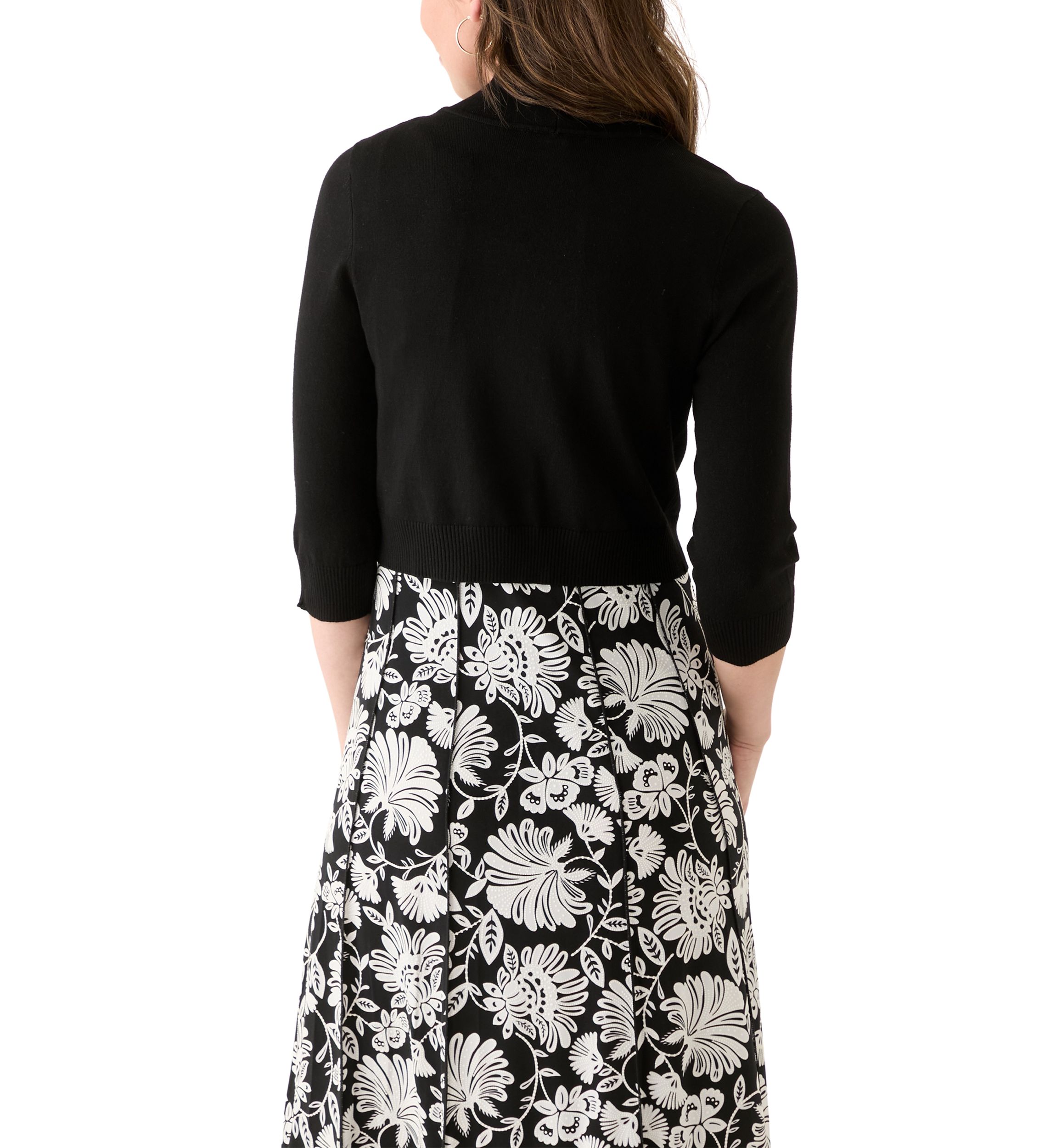 Womens 3/4 Sleeve Solid Shrug