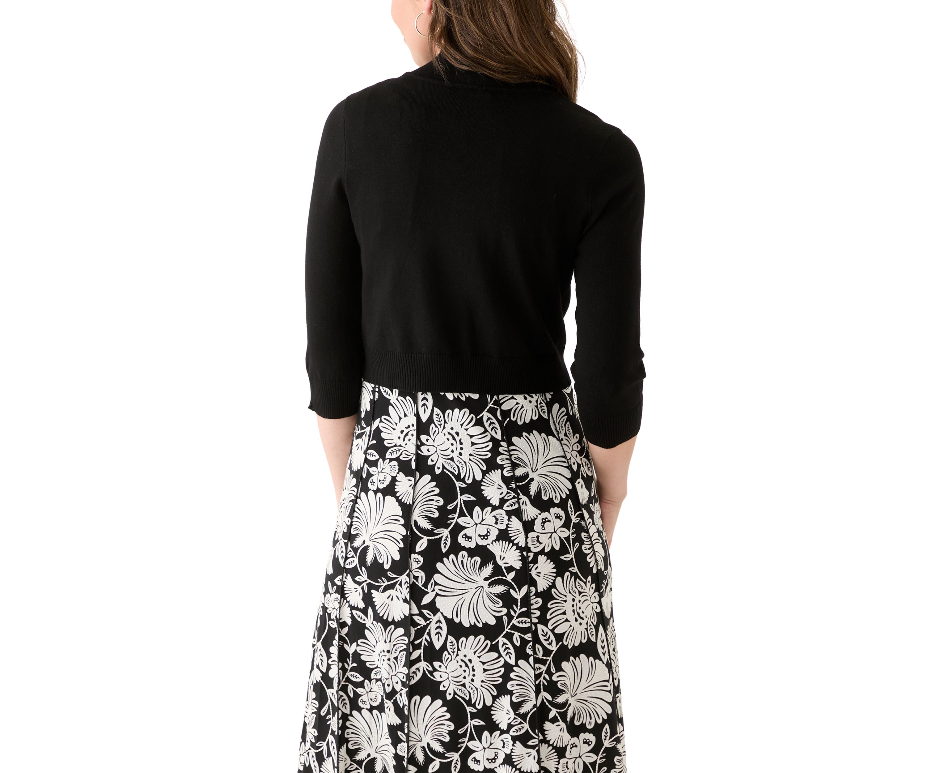 Womens 3/4 Sleeve Solid Shrug