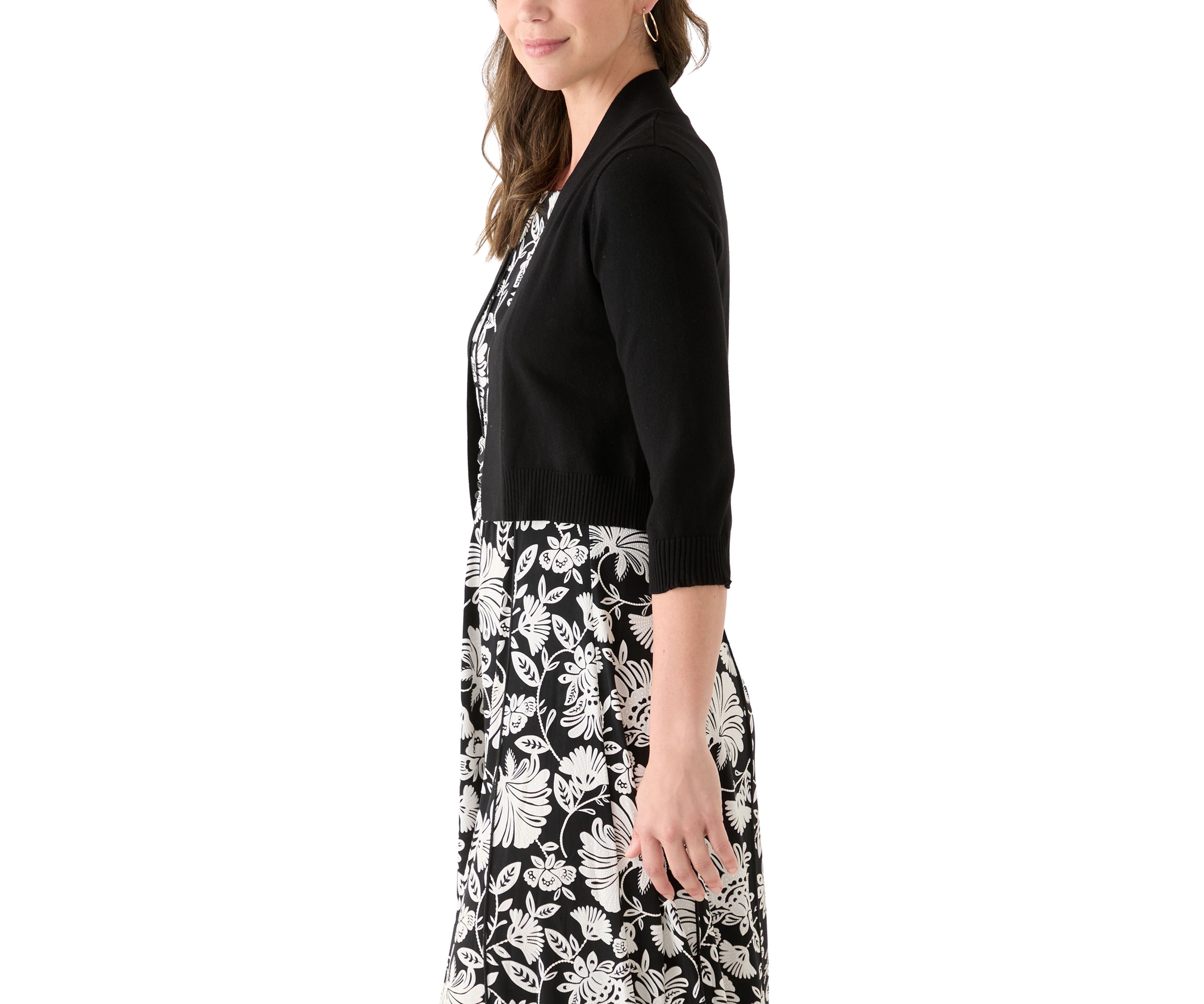 Womens 3/4 Sleeve Solid Shrug