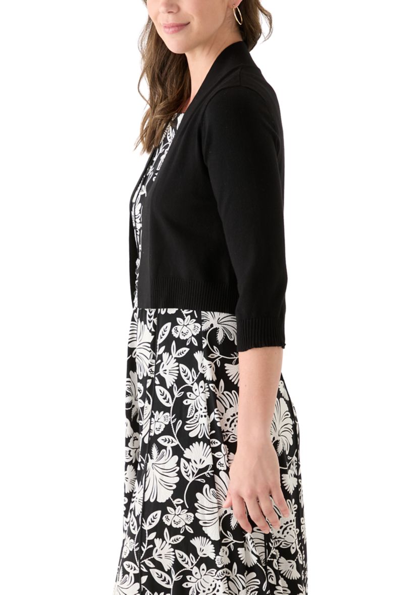 Womens 3/4 Sleeve Solid Shrug