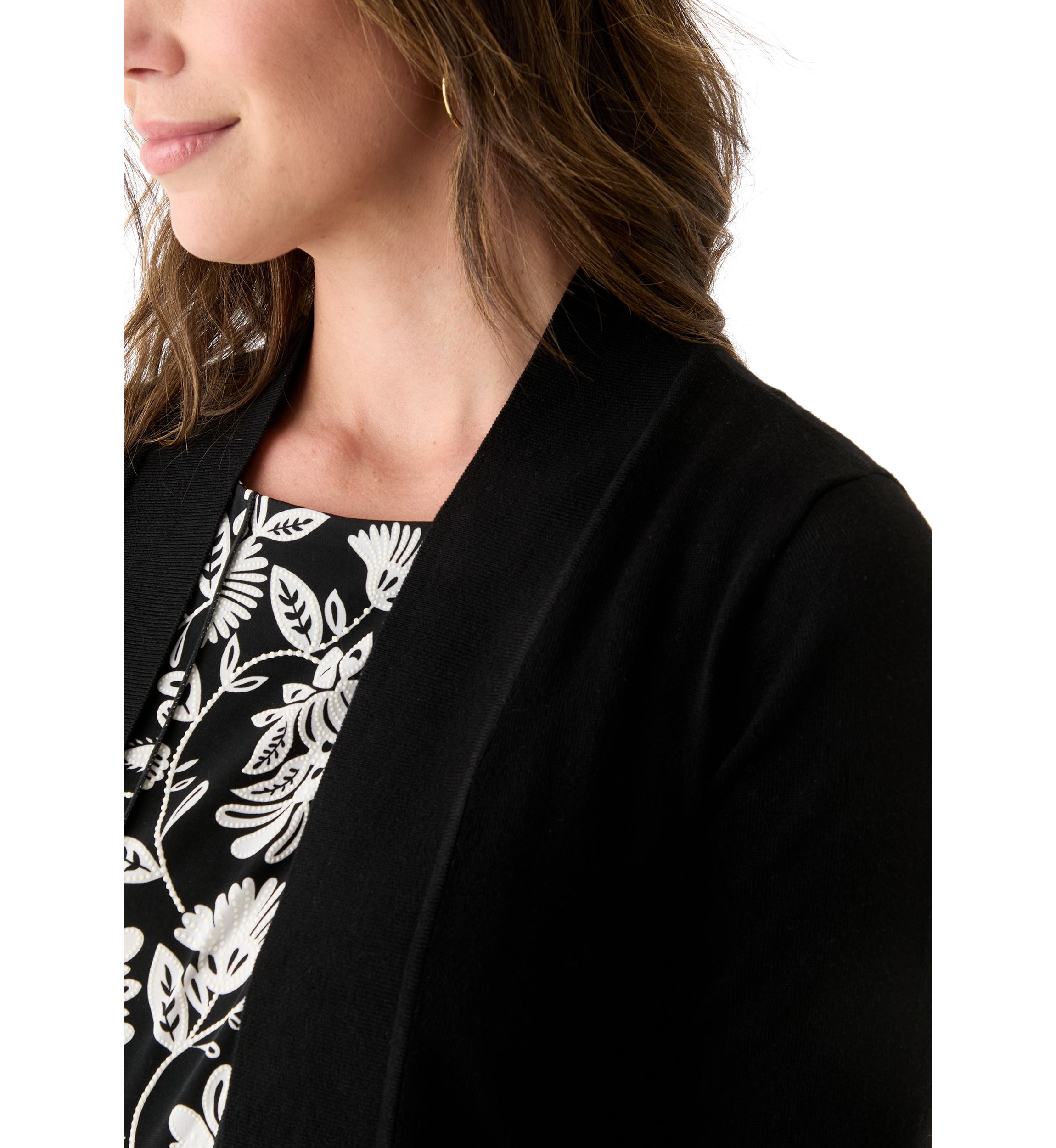 Womens 3/4 Sleeve Solid Shrug