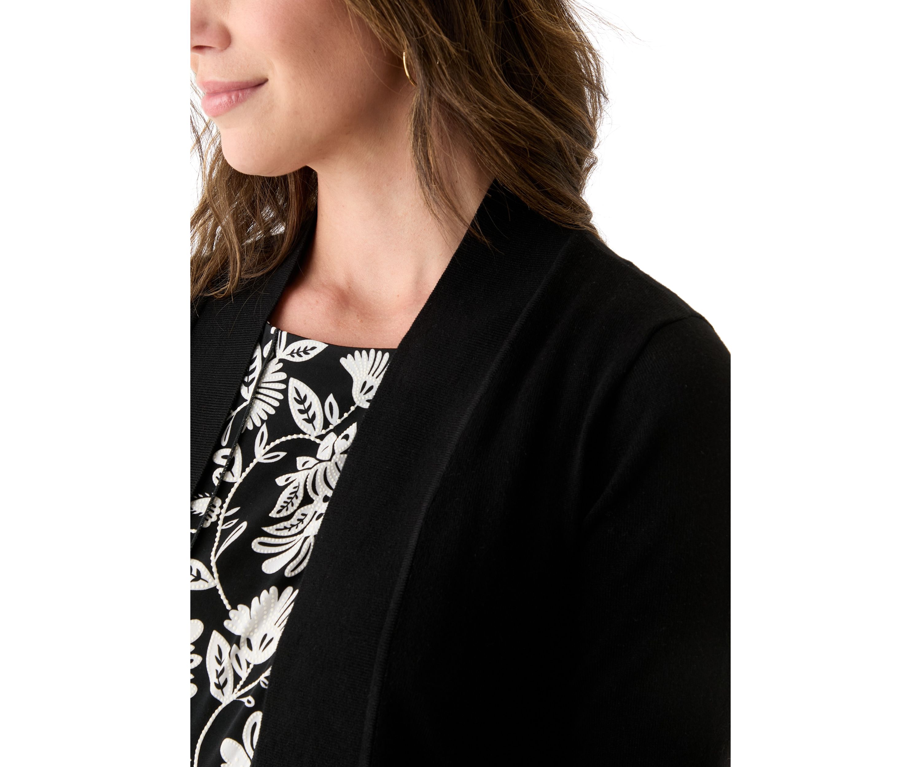 Womens 3/4 Sleeve Solid Shrug