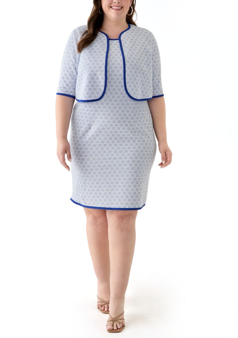 Perceptions Plus Size 3/4 Sleeve Boucl Sheath Jacket Dress | Belk